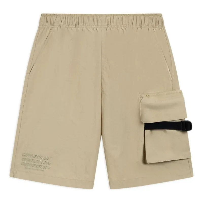 Li-Ning Counterflow Embroidery Logo Cargo Shorts 'Khaki' AKSSA37-3 sold by KicksCrew