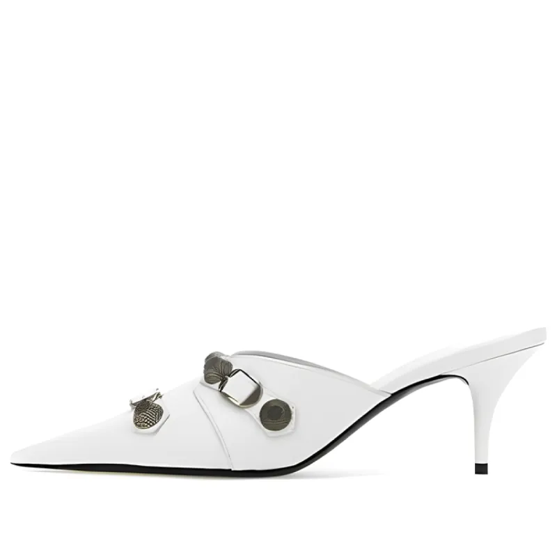 (WMNS) Balenciaga Cagole Heeled Mules 'White Lambskin' 714253WAD4E9081 sold by KicksCrew