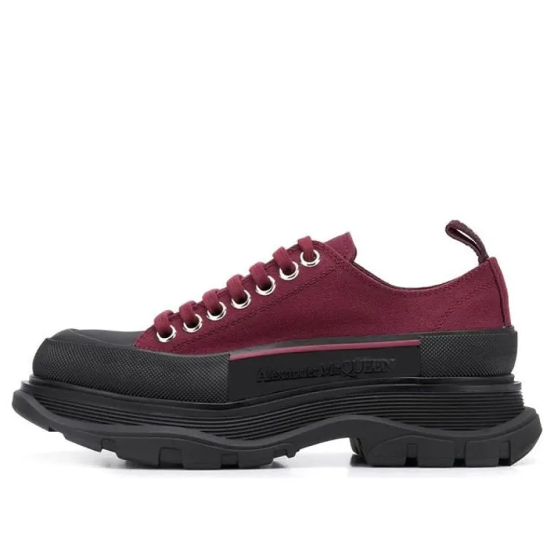 (WMNS) Alexander McQueen Tread Slick Canvas Lace Up Shoes 'Burgundy Black' 611705W4MV25048 sold by KicksCrew
