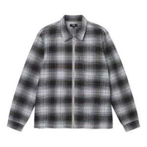 Stussy Paul Shadow Plaid Zip Shirt 'Black White' 1110238 sold by KicksCrew
