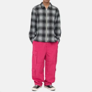 Stussy Paul Shadow Plaid Zip Shirt 'Black White' 1110238 sold by KicksCrew