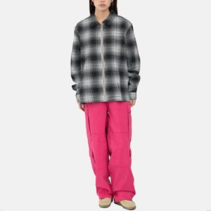 Stussy Paul Shadow Plaid Zip Shirt 'Black White' 1110238 sold by KicksCrew