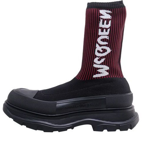 Alexander McQueen Graffiti Knit Tread Slick Boots 'Wine Red Black' 705671W4UD11550 sold by KicksCrew