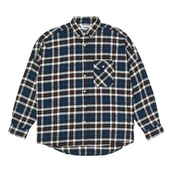 Palace FW22 Flannel Drop Shoulder Shirt 'Navy' P23SHT070 sold by KicksCrew