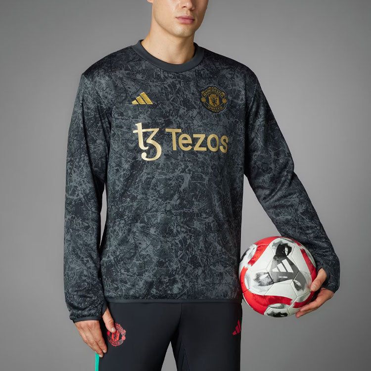adidas Manchester United Stone Roses Pre-match Warm Top 'Black' IQ1567 sold by KicksCrew product image thumbnail 2