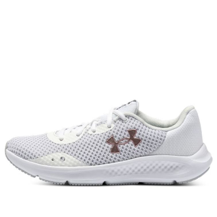 (WMNS) Under Armour Charged Pursuit 3 Metallic 'White Pink' 3025847-101 sold by KicksCrew