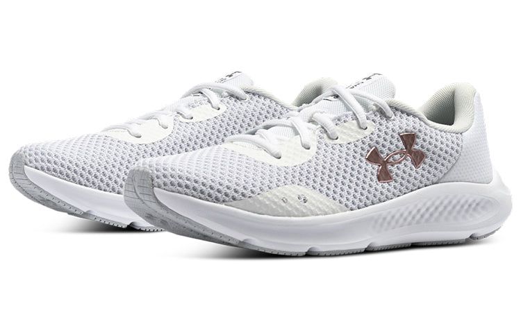 (WMNS) Under Armour Charged Pursuit 3 Metallic 'White Pink' 3025847-101 sold by KicksCrew product image thumbnail 3