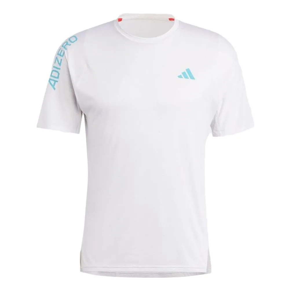 adidas Adizero Running T-Shirt 'White Blue' IL1462 sold by KicksCrew