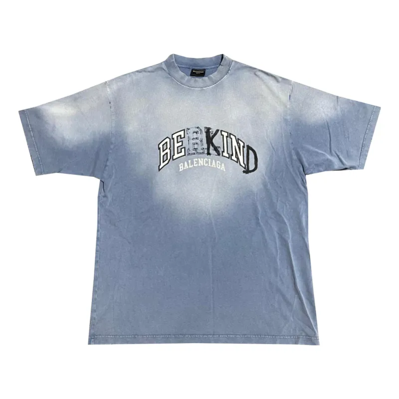 Balenciaga BE KIND Crewneck T-shirt 'Blue' 764235TPVD54313 sold by KicksCrew
