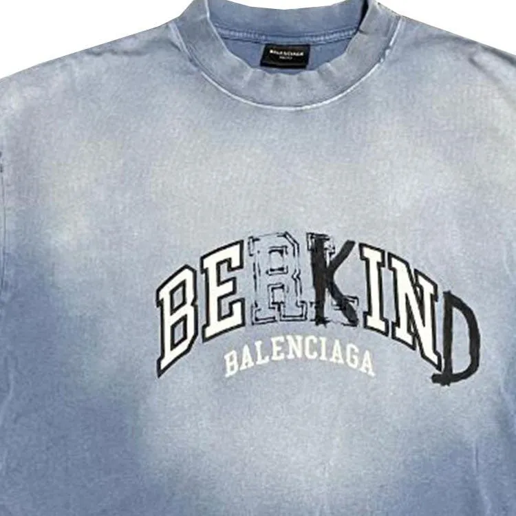 Balenciaga BE KIND Crewneck T-shirt 'Blue' 764235TPVD54313 sold by KicksCrew product image thumbnail 3