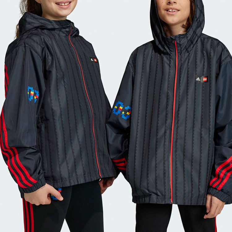 (GS) adidas Logo Jackets 'Black Blue Red' HB4469 sold by KicksCrew product image thumbnail 3