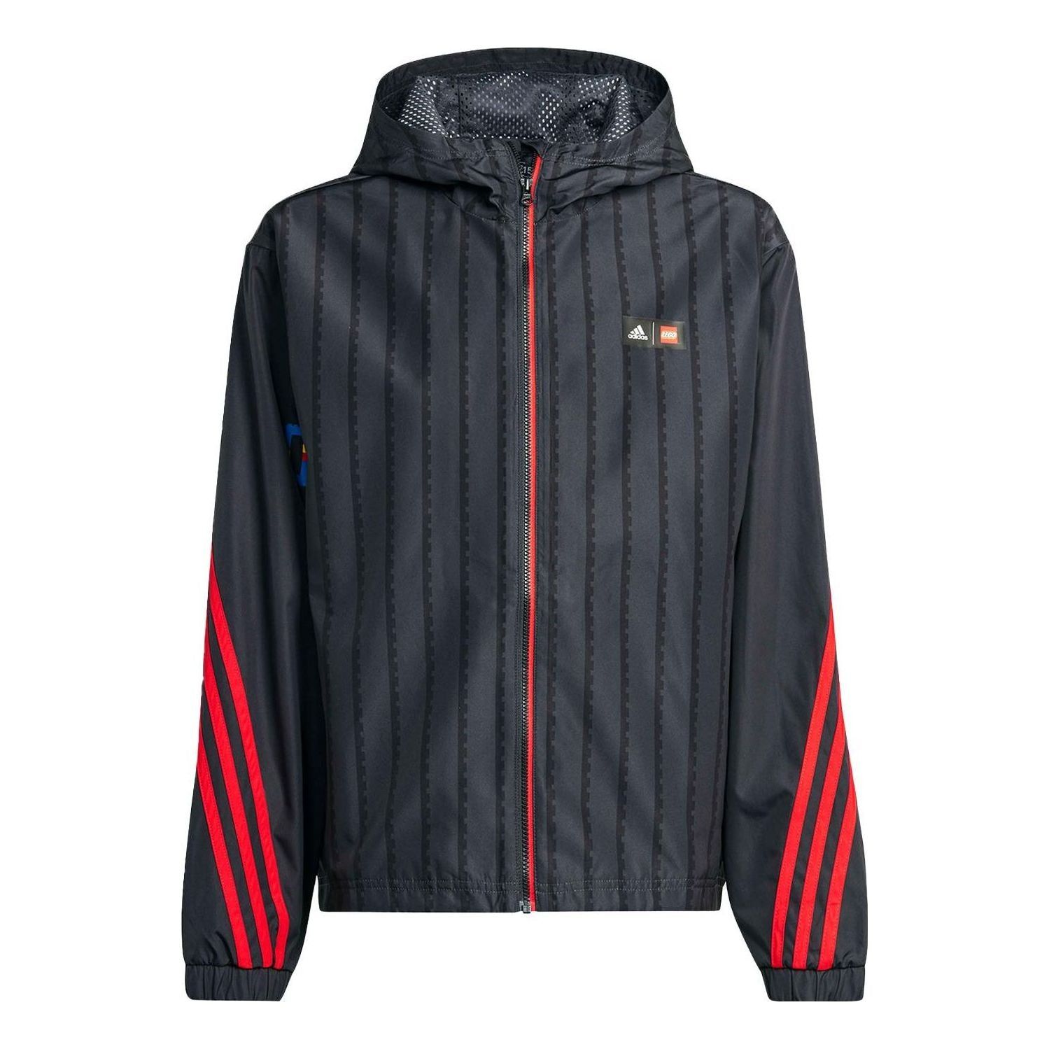(GS) adidas Logo Jackets 'Black Blue Red' HB4469 sold by KicksCrew