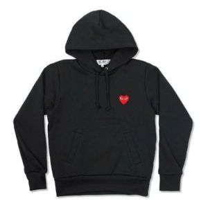 (WMNS) COMME des GARCONS PLAY No Zip Hoodie Red Heart Emblem 'Black' AZ-T173-051-1 sold by KicksCrew