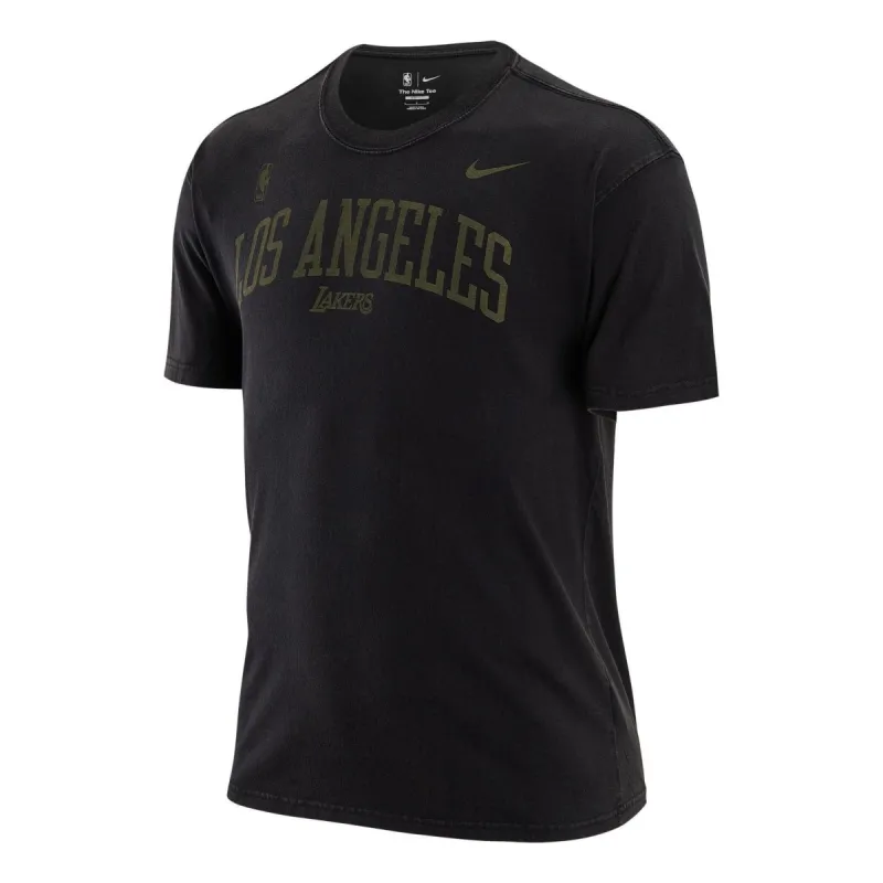 Nike x NBA Los Angeles Lakers T-Shirt 'Black' DR6323-010 sold by KicksCrew