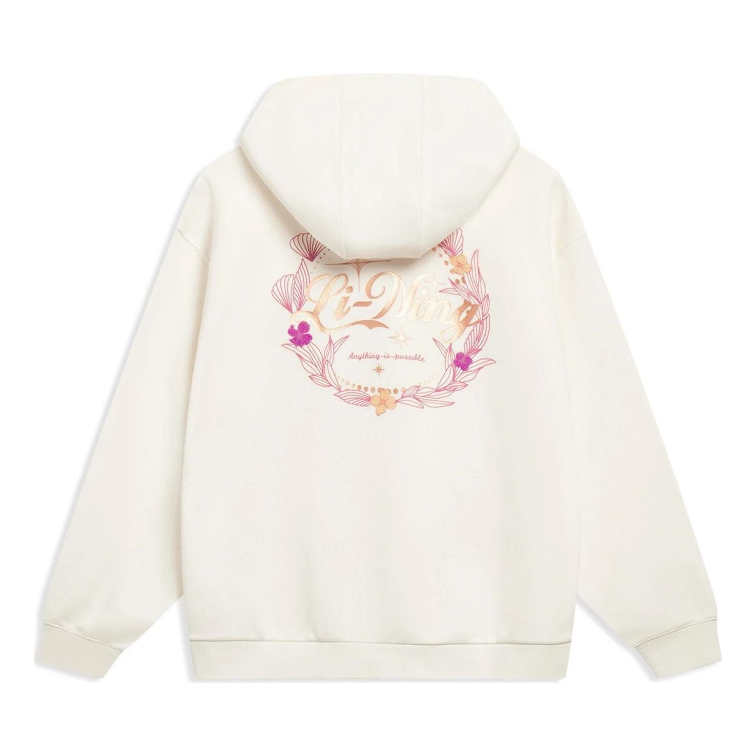 (WMNS) Li-Ning Anything Is Possible Floral Graphic Hoodie 'Beige' AWDT016-1 sold by KicksCrew product image thumbnail 2
