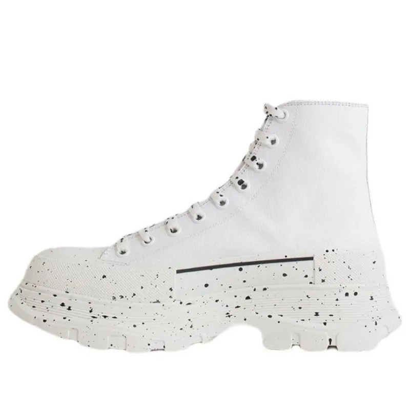 Alexander McQueen Paint Tread Slick High Sneakers 'White Black' 682413W4MVI9061 sold by KicksCrew