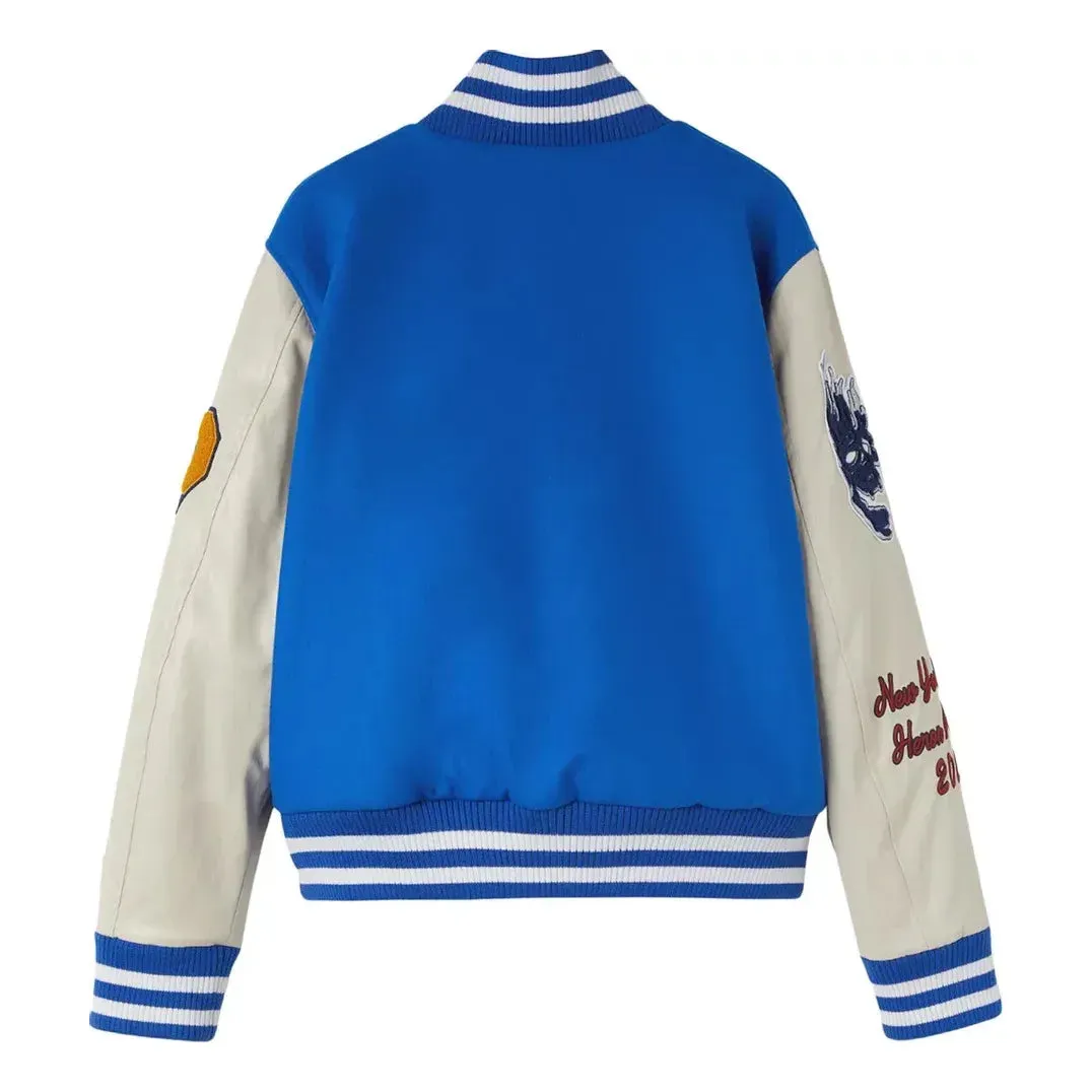 HERON PRESTON Heron Patches Varsity Jacket 'Blue White' HMEA087F22FAB0014519 sold by KicksCrew product image thumbnail 2