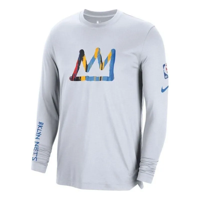 Nike Dri-Fit NBA Brooklyn Nets City Edition Long Sleeve T-Shirt 'Grey Blue' DN8487-100 sold by KicksCrew