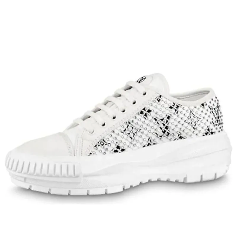 (WMNS) LOUIS VUITTON LV Squad Sneakers 'White with Crystal Monogram' 1A9RZ8 sold by KicksCrew