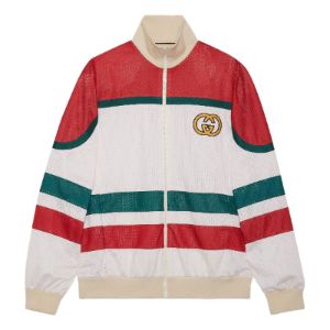 Gucci Mesh Fabric Zip Jacket 'Off White Red' 737369-XJFFK-9212 sold by KicksCrew