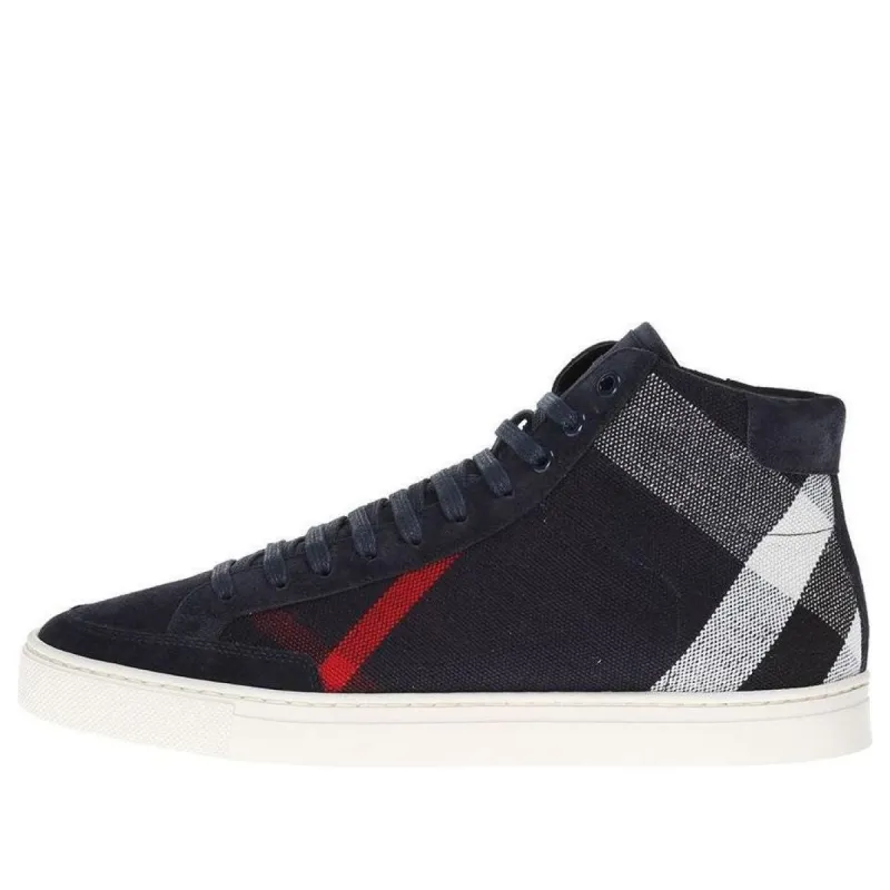 Burberry Large Plaid Suede and Canvas Sneakers 'Navy' 3981050 sold by KicksCrew