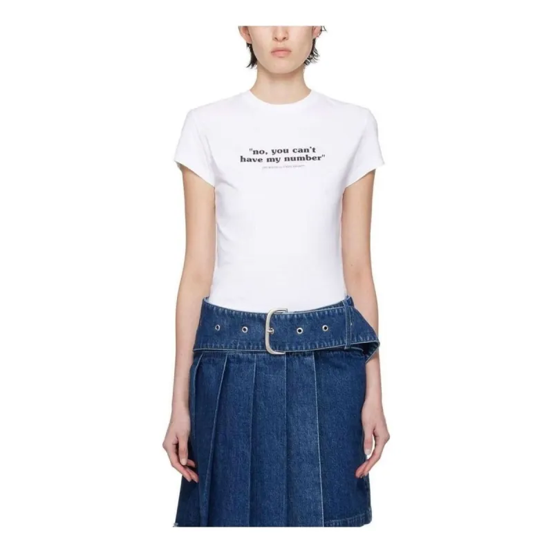 (WMNS) Off-White Quote Cotton T-shirt 'White Black' OWAA112S24JER0030110 sold by KicksCrew