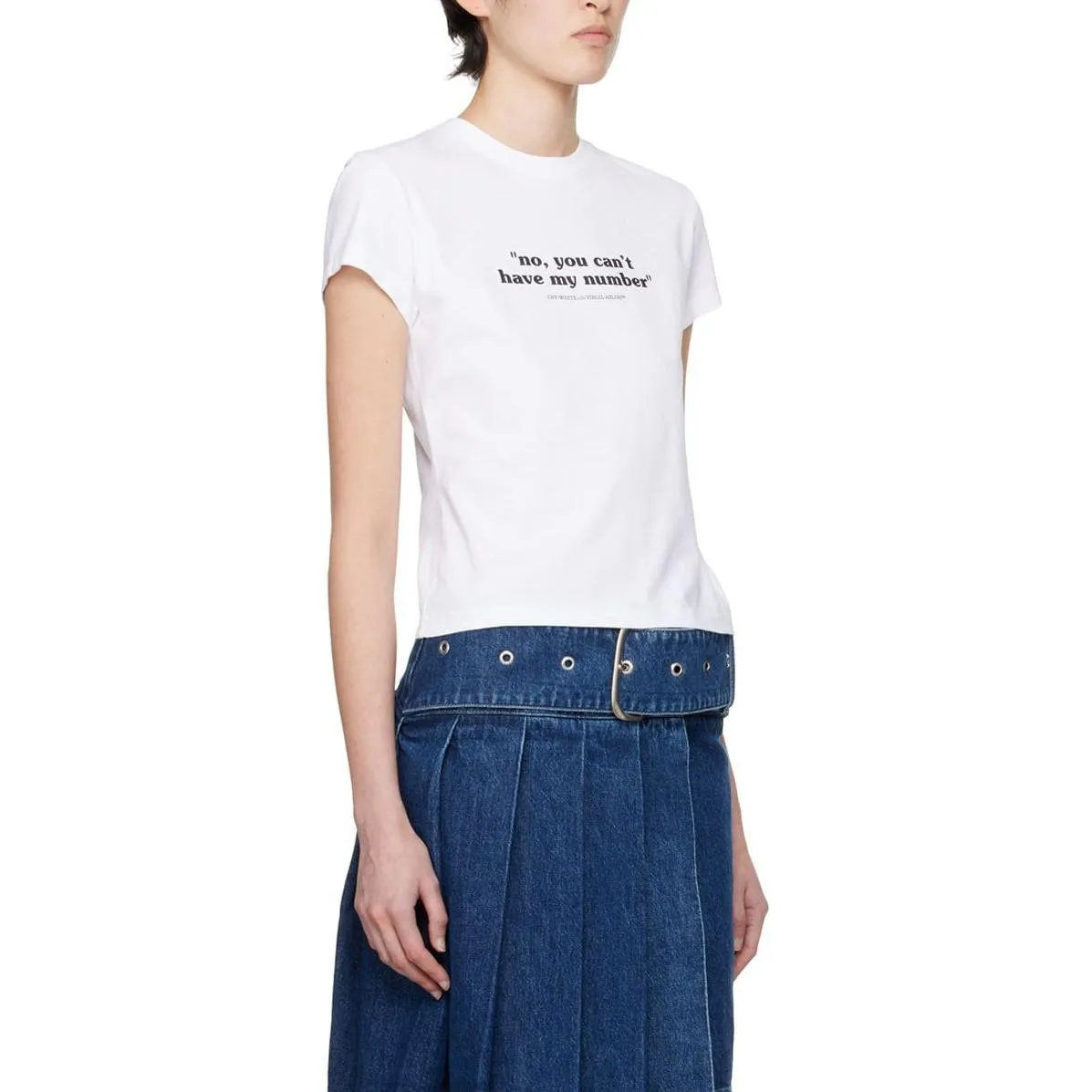 (WMNS) Off-White Quote Cotton T-shirt 'White Black' OWAA112S24JER0030110 sold by KicksCrew product image thumbnail 3