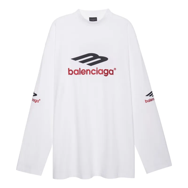 Balenciaga 3B Sports Icon Long Sleeve T-Shirt Oversized 'White Black Red' 720250TPVD79065 sold by KicksCrew