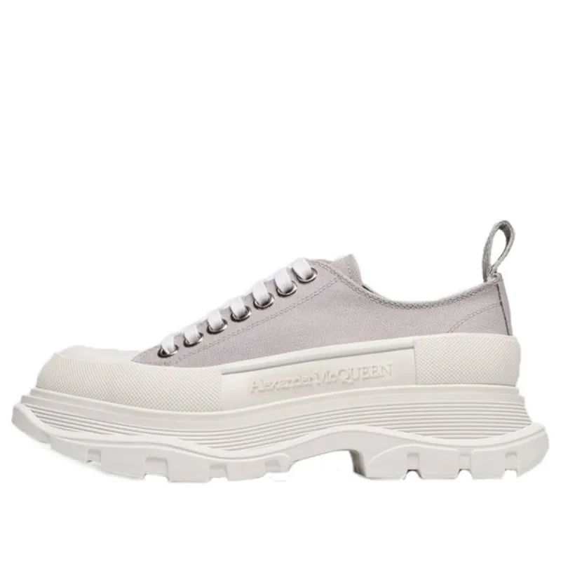 (WMNS) Alexander McQueen Tread Slick Canvas Lace Up Shoes 'Grey White' 611705W4MV21290 sold by KicksCrew