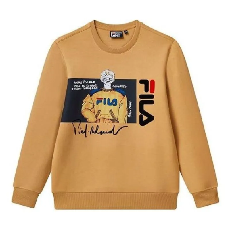 FILA Logo Graphic Sweater 'Tan Black' F11M118204F-YE sold by KicksCrew