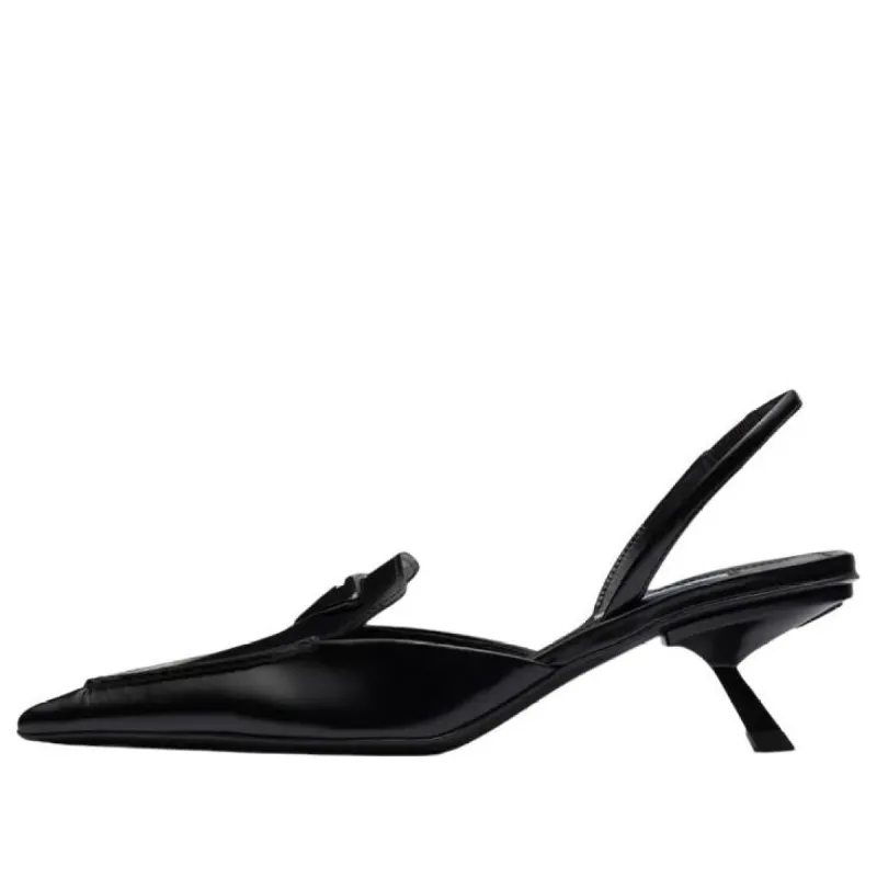 (WMNS) PRADA Brushed Leather Slingback Pumps 'Black' 1D896M_055_F0002_F_055 sold by KicksCrew