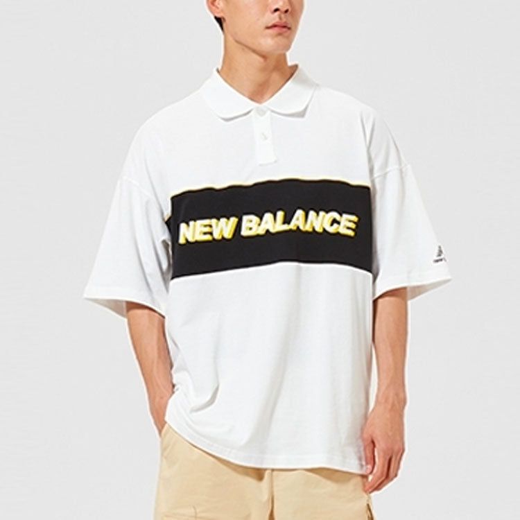 New Balance Logo Print Polo T-Shirt 'White Black' AMT12376-WT sold by KicksCrew product image thumbnail 3