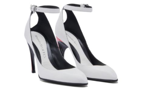 (WMNS) Alexander McQueen Armadillo Ankle Strap Heels 'Black Silver Red' 780679WIEX48740 sold by KicksCrew