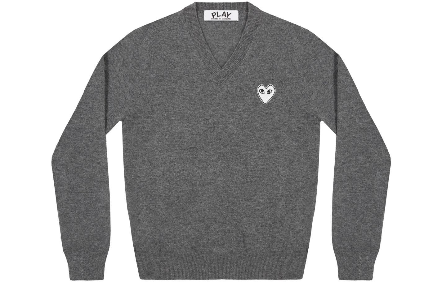 COMME des GARCONS PLAY V-Neck Pullover White Emblem 'Grey' AZ-N060-051-3 sold by KicksCrew product image thumbnail 2