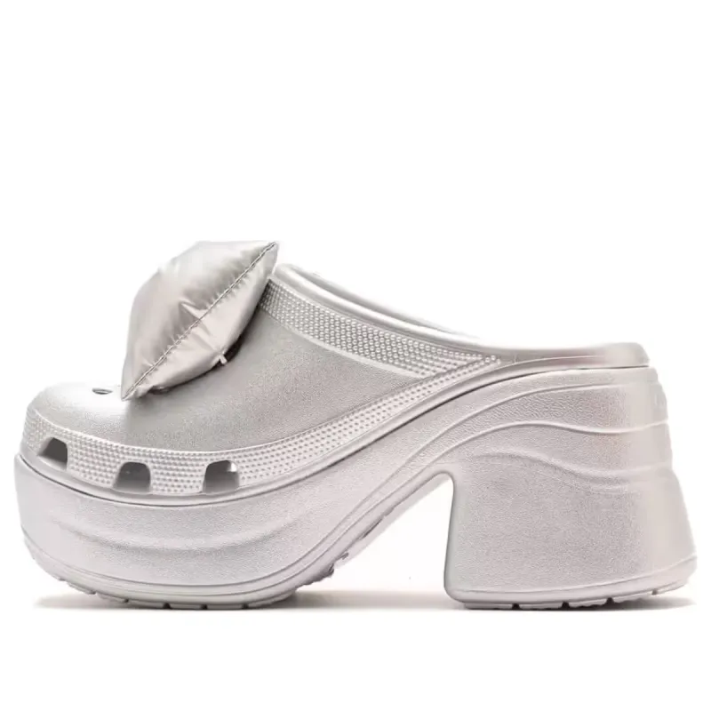 (WMNS) Crocs Siren Metallic Bow Clogs 'Silver' 210050-0P1 sold by KicksCrew