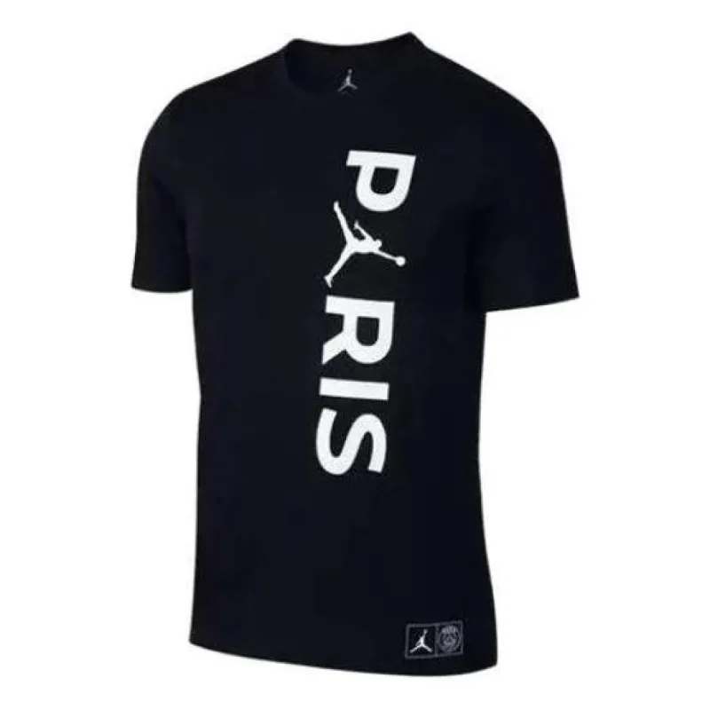 Air Jordan x PSG Word Mark T-Shirts 'Black' BQ4278-010 sold by KicksCrew