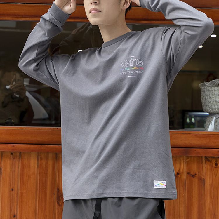 Vans Letter Printed Round Neck Pullover Long Sleeve T-shirt 'Grey' VN0A5E5L1LG sold by KicksCrew product image thumbnail 3
