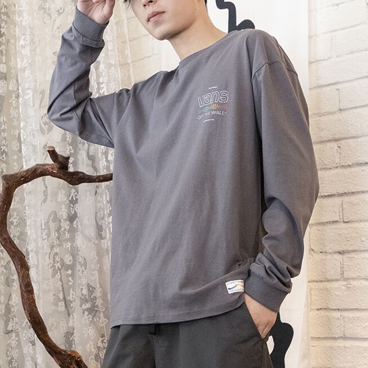 Vans Letter Printed Round Neck Pullover Long Sleeve T-shirt 'Grey' VN0A5E5L1LG sold by KicksCrew product image thumbnail 5