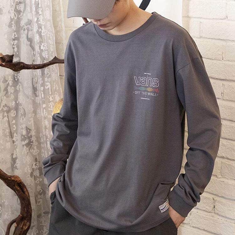 Vans Letter Printed Round Neck Pullover Long Sleeve T-shirt 'Grey' VN0A5E5L1LG sold by KicksCrew product image thumbnail 4