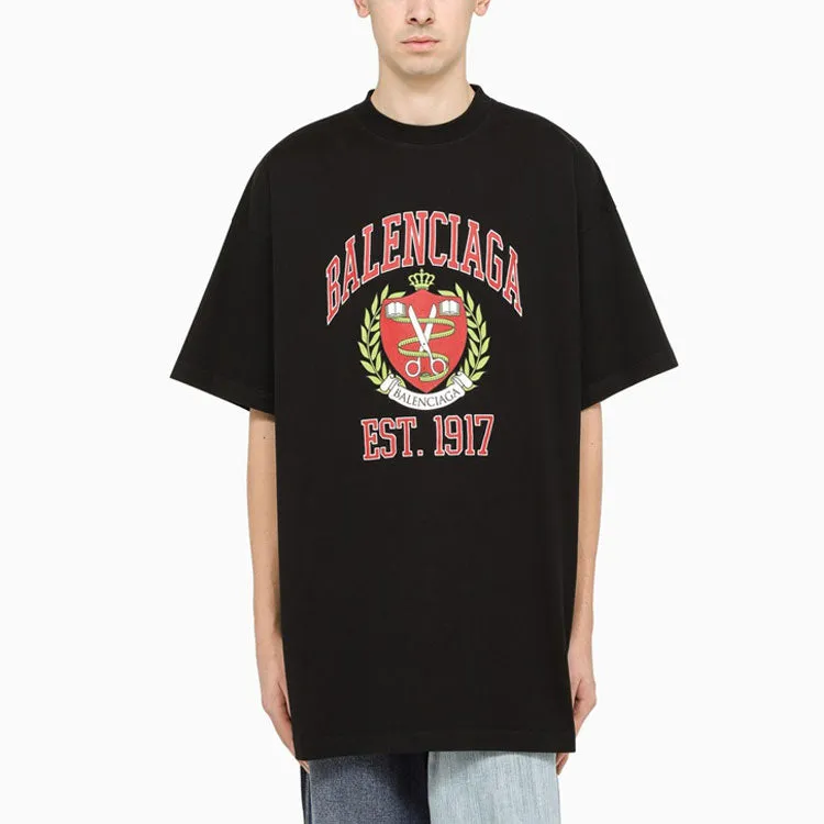 Balenciaga Est. 1917 College Logo Print Cotton T-Shirt 'Black' 676589TLV898067 sold by KicksCrew product image thumbnail 4