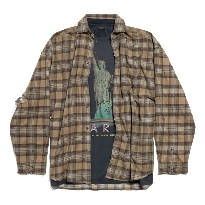 Balenciaga Paris Liberty Layered Shirt Oversized 'Dark Green' 794656TQM202880 sold by KicksCrew