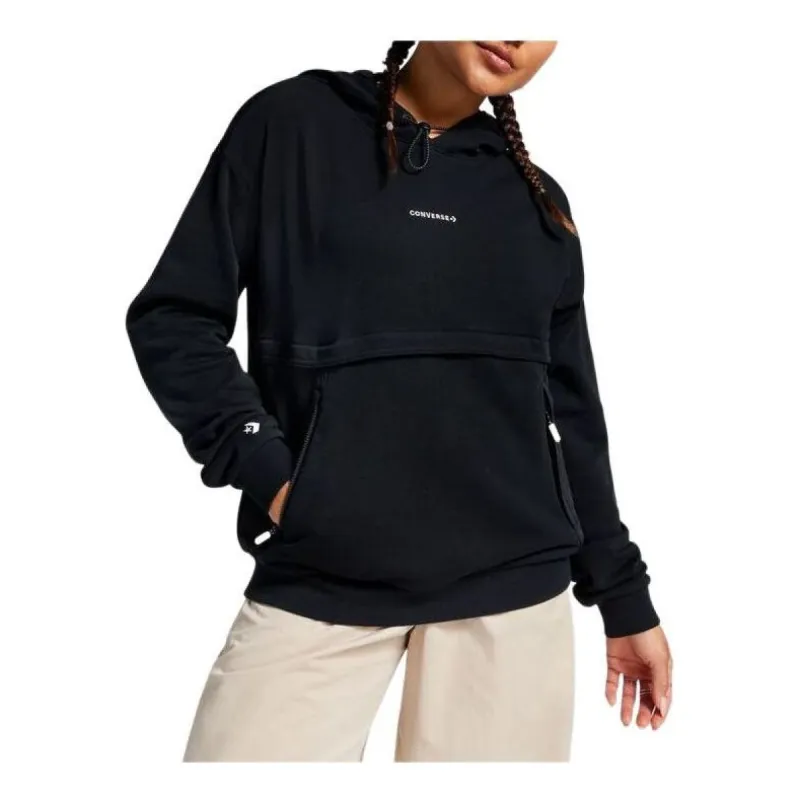 (WMNS) Converse Wordmark Hoodie 'Black' 10026576-A03 sold by KicksCrew