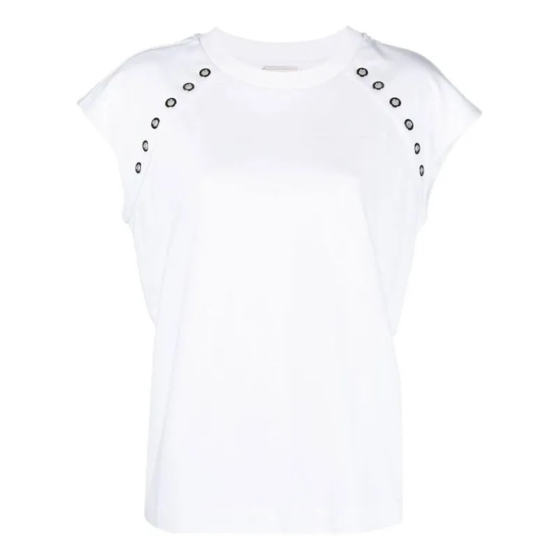 (WMNS) Alexander McQueen Eyelet T-shirt 'Optical White' 728153-QLAB7-9000 sold by KicksCrew