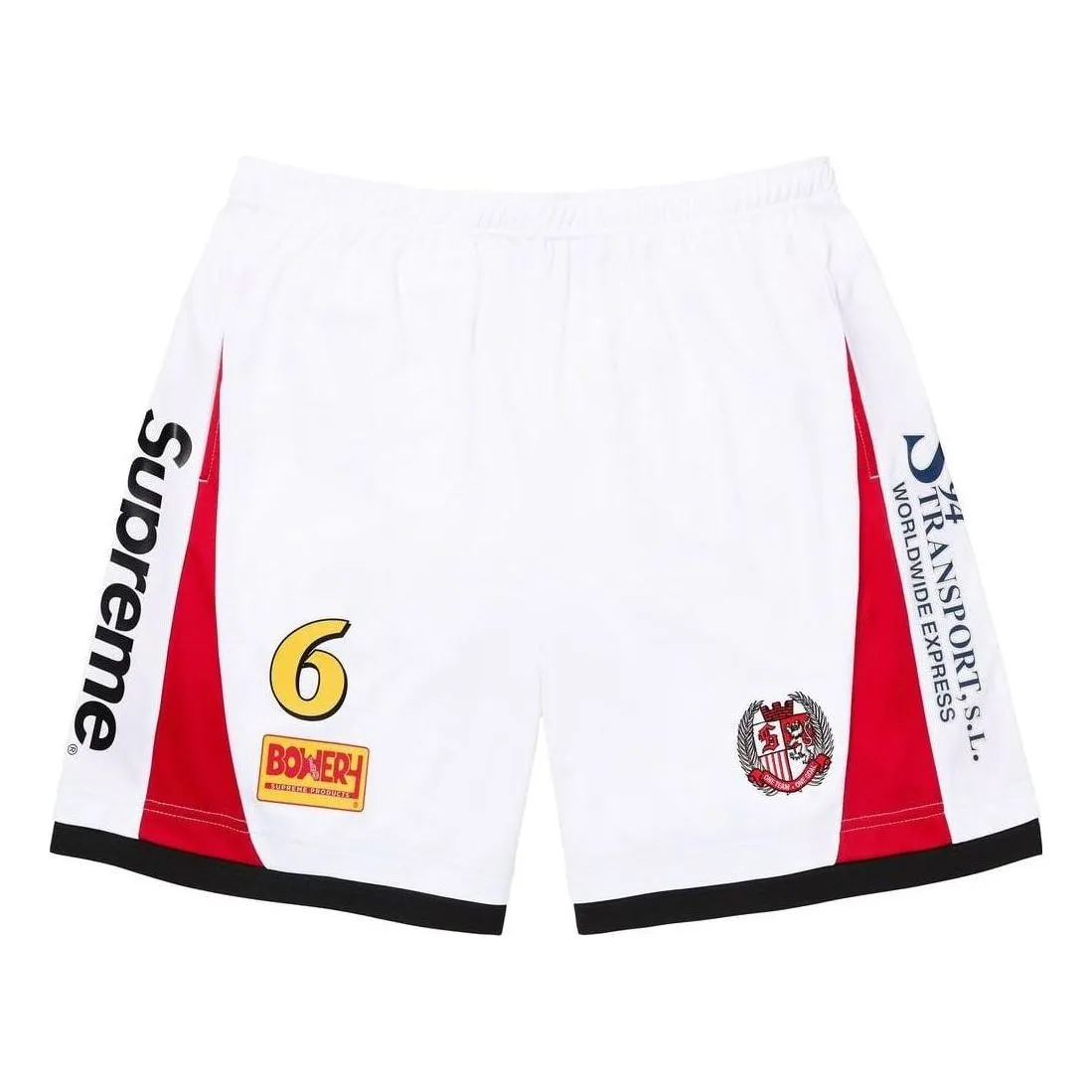 Supreme Soccer Shorts 'White Black Red' SUP-FW23-022 sold by KicksCrew