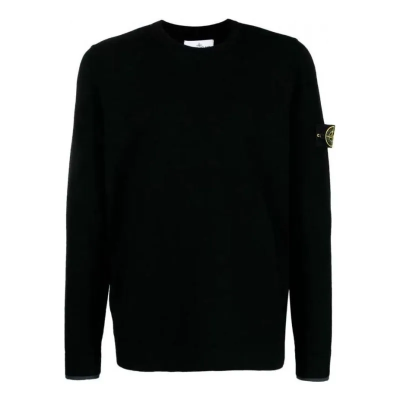 STONE ISLAND Wool Crewneck Sweater 'Black' 7915526A1-V0029 sold by KicksCrew
