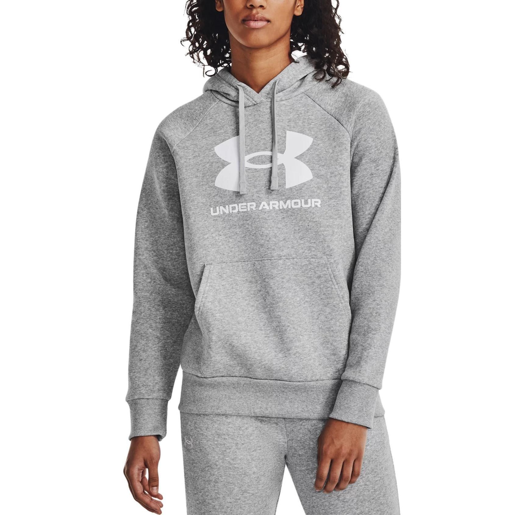 (WMNS) Under Armour Rival Fleece Big Logo Hoodie 'Light Grey' 1379501-012 sold by KicksCrew product image thumbnail 4