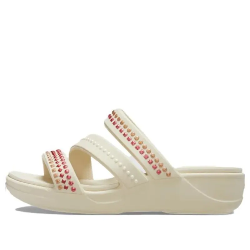(WMNS) Crocs Boca Gems Srappy Wedge Sandals 'White Red' 209293 sold by KicksCrew
