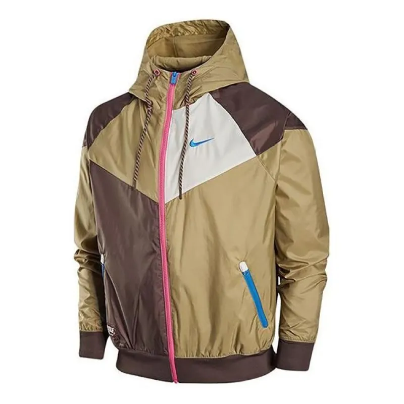 Nike Summer Hooded Stitching Windproof Training Sports Jacket 'Grey Tan' FJ7680-004 sold by KicksCrew
