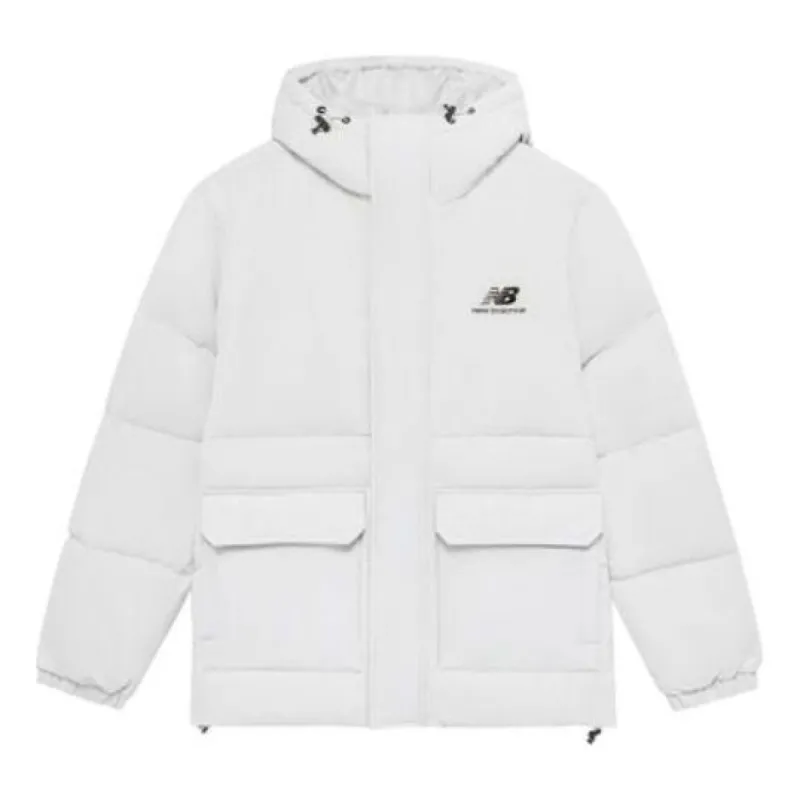 New Balance Logo Puffer Down Jacket 'White' AMJ23340-GYM sold by KicksCrew