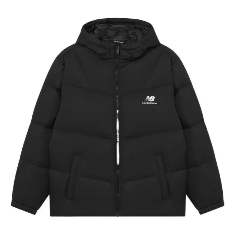 New Balance Logo Print Mid Down Jacket 'Black' AMJ23342-BK sold by KicksCrew